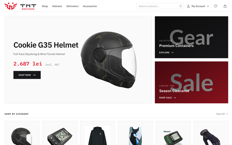 SkydiveStore.ro — Captură Ecran